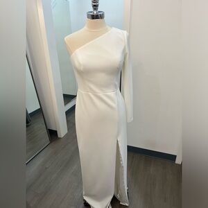 Jenny Yoo “Carter” Knit Crepe Little White Dress